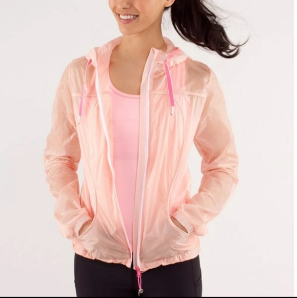 Lululemon Athletica Jackets \u0026 Coats | Rare Lululemon Transparent Windbreaker Jacket Size 8 in Parfait Pink | Color: Pink | Size: 8 | Espelimon's